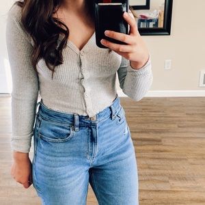 Urban Outfitters Small Grey Cropped Long Sleeve